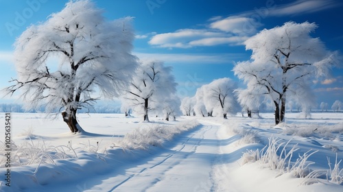 Vintage Christmas Wallpaper - Winter Landscape with Snow and Fir Trees Background