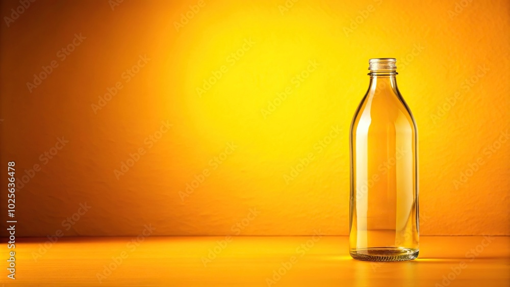 Empty bottle mockup on bright yellow background with fisheye effect Empty bottle mockup on bright yellow background with fisheye effect