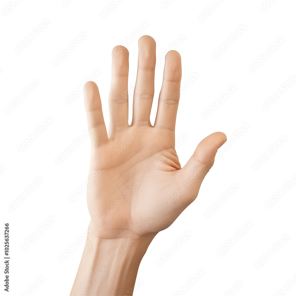 Fototapeta premium Open hand gesture against a plain background, symbolizing communication and interaction