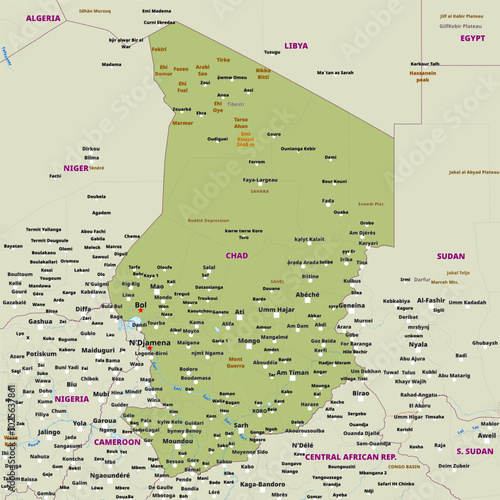 Simple political map of Chad