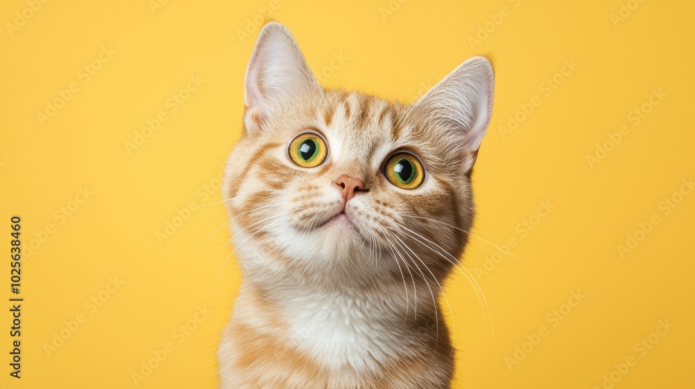 Curious cat looking up with big eyes Curious cat looking up with big eyes
