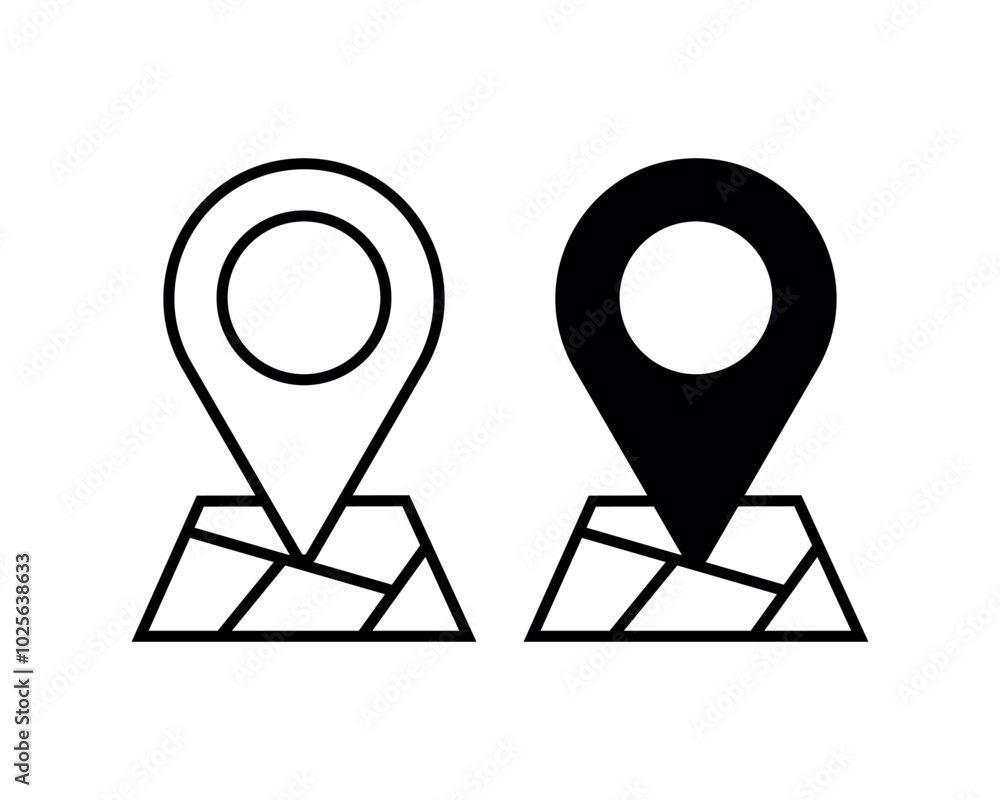 GPS Navigation Icons with Map Illustration, Map Navigation Pin Icons. GPS Navigation Icons with Map Illustration, Map Navigation Pin Icons.