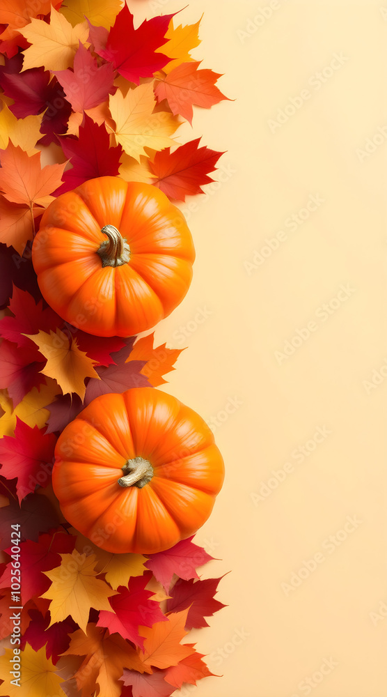 Autumn Pumpkin and Maple Leaves Autumn Pumpkin and Maple Leaves