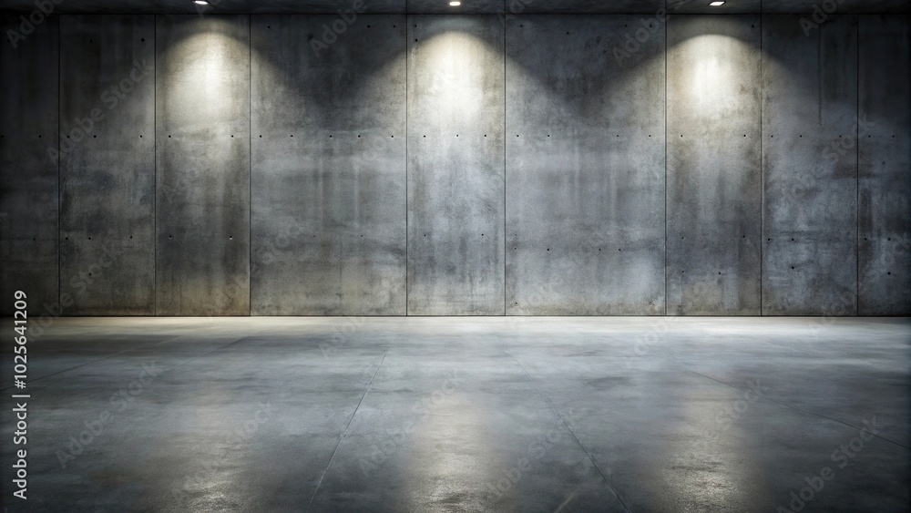 Empty spot lit concrete floor in dark background panoramic view Empty spot lit concrete floor in dark background panoramic view