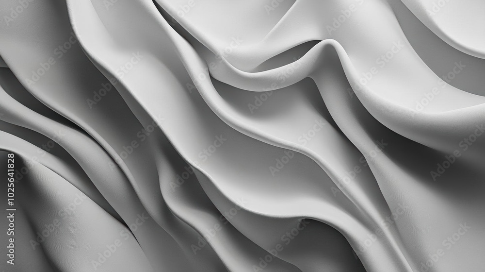 Abstract White Fabric Waves - Minimalist Texture Background