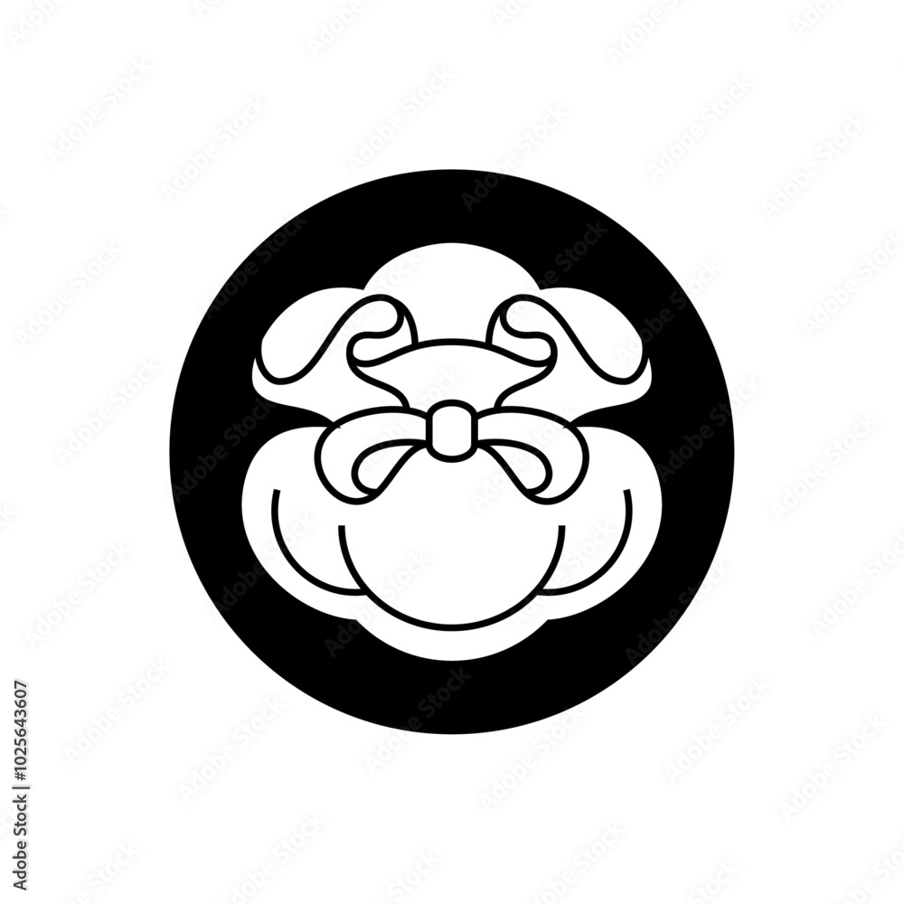 Japanese treasure bag, pouch, purse, Japanese family crest vector illustration symbol design Japanese treasure bag, pouch, purse, Japanese family crest vector illustration symbol design