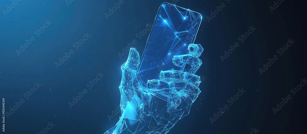 Digital Hand Holding Smartphone Digital Hand Holding Smartphone
