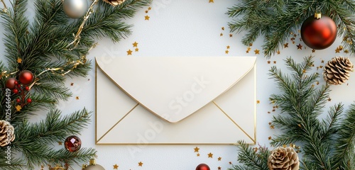 Christmas-themed email template in 3D, adorned with a thin gold border and elegant script.