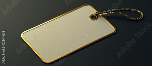Depict a 3D Christmas gift tag featuring a gold border with space for customization.