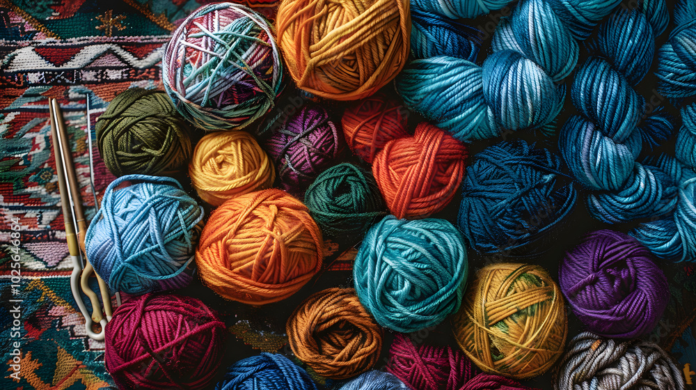 colorful knitting wool, ball of yarn colorful knitting wool, ball of yarn
