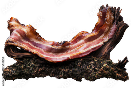 Bacon Dreams: Crispy, perfectly cooked bacon strips are arranged in a visually stunning presentation, capturing the essence of culinary indulgence.   photo