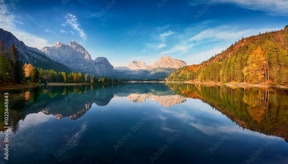 Fototapeta premium The lake is a canvas reflecting the changing sky. 
