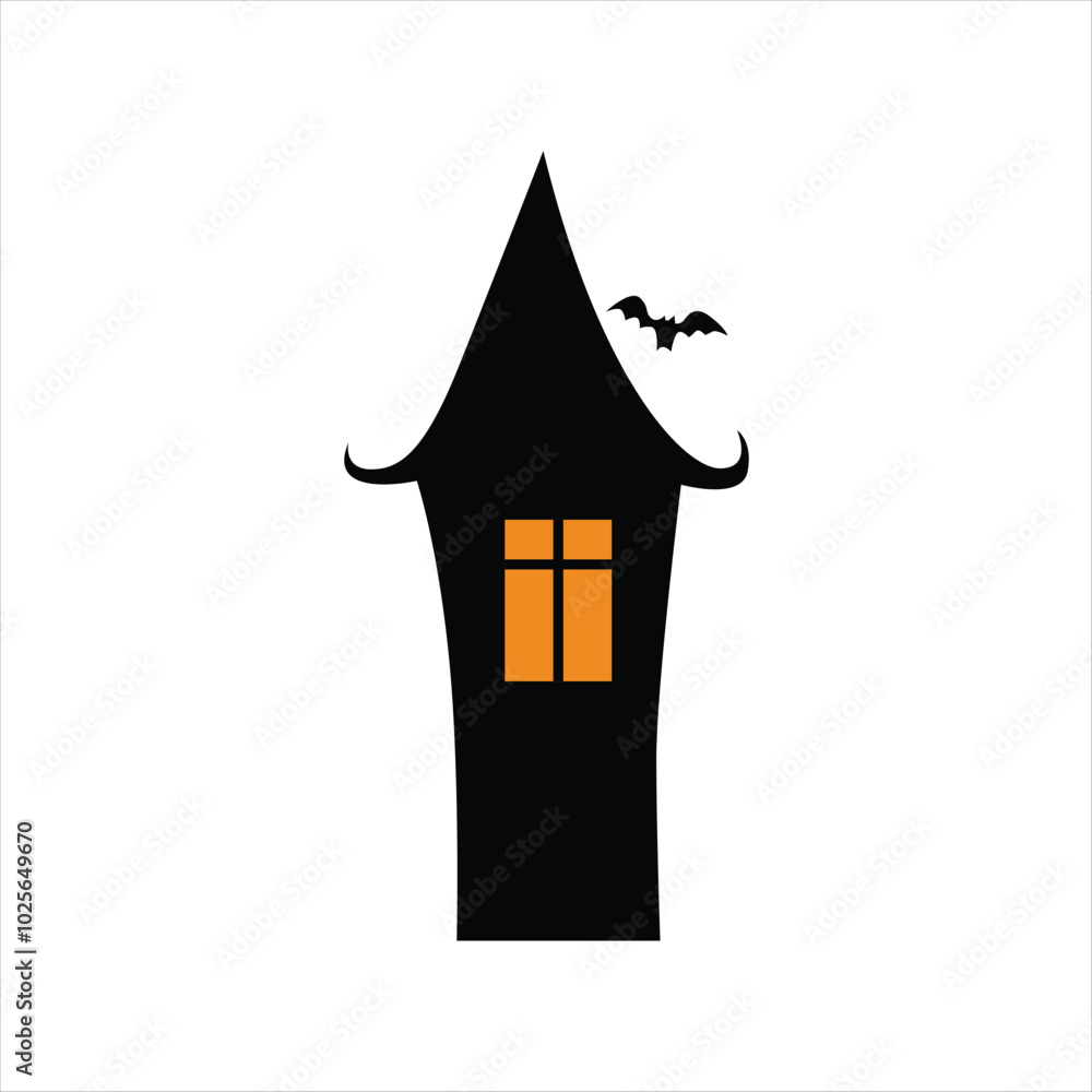 Fototapeta premium Simple Haunted House Design for Halloween Night