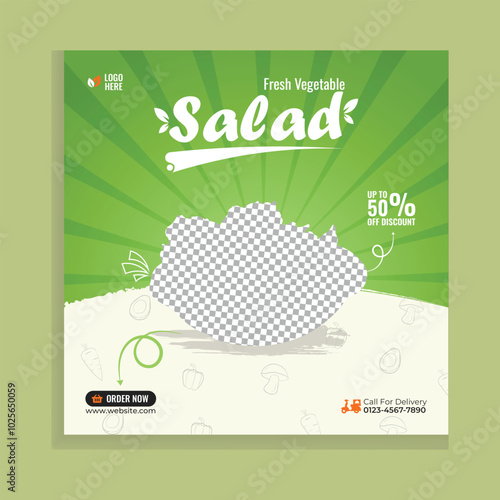 Fresh organic vegetable salad social media post template