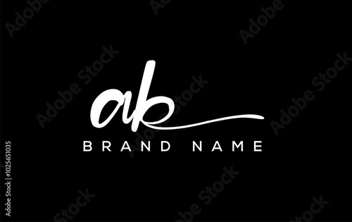 AB letter beauty handwriting vector logo.