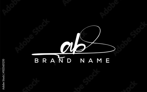 AB letter beauty handwriting vector logo.