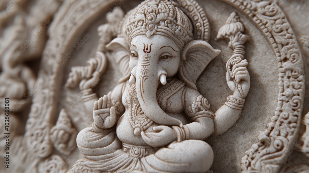 A statue of ganesh is sitting on a white background A statue of ganesh is sitting on a white background