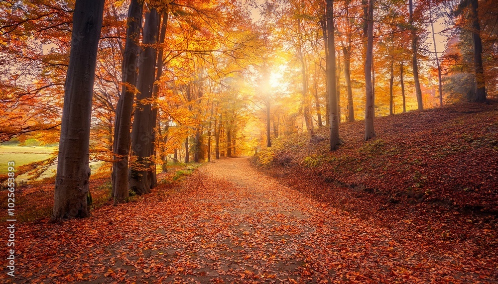 Paths lined with trees invite exploration. Paths lined with trees invite exploration.