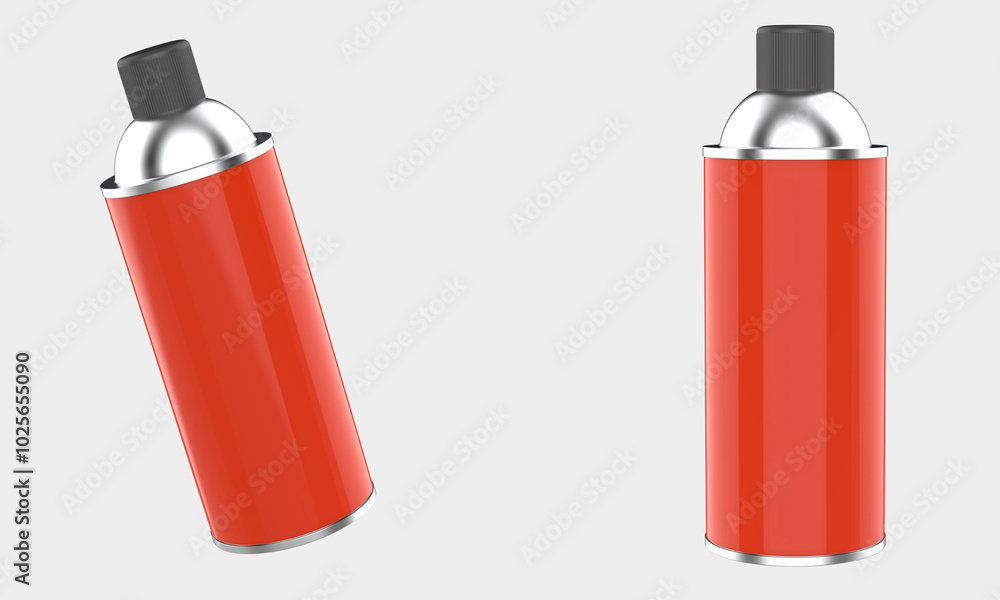 Glossy Aerosol Bottle Mockup Isolated On White Background. 3d illustration Glossy Aerosol Bottle Mockup Isolated On White Background. 3d illustration