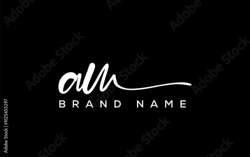 AM letter beauty handwriting vector logo.