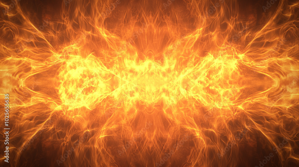 Flame border with radiant orange and yellow fire pattern Flame border with radiant orange and yellow fire pattern