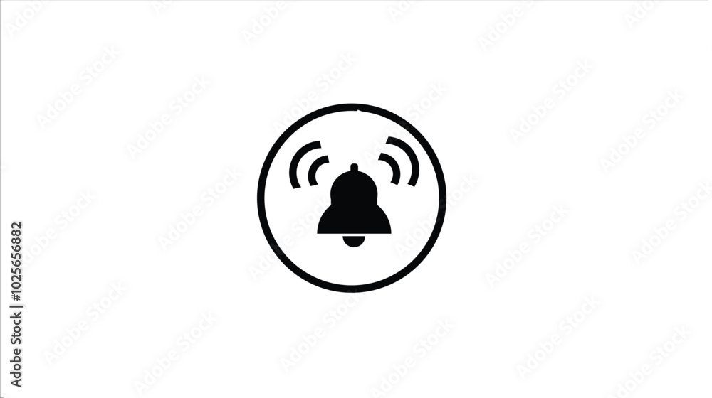 Notification bell icon simple, Alarm symbol, new notification on white background.