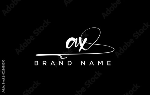 AX letter beauty handwriting vector logo.