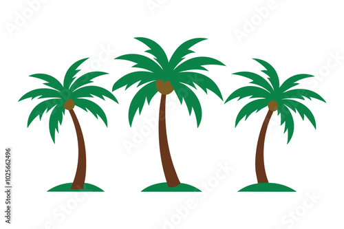 Three palm tree icon set on white background.