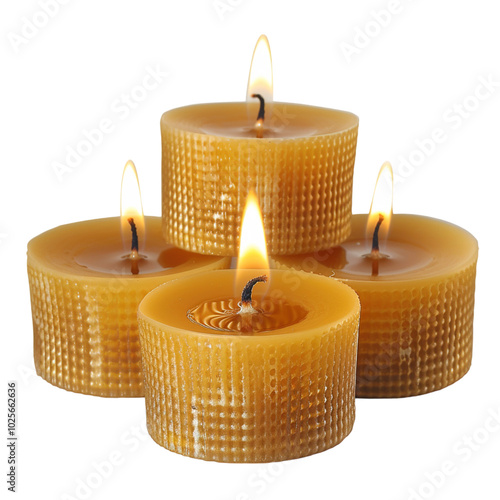 burning candle on white background