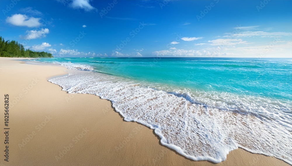 Fototapeta premium The vibrant colors of beach umbrellas dot the landscape. 