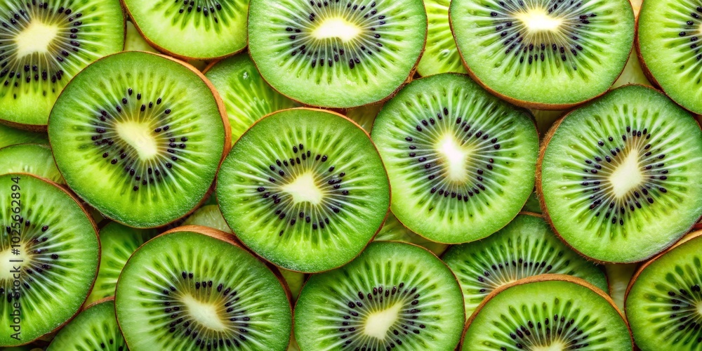 Fresh Juicy Kiwi Slices Close-Up with Bright Green Seeds for Food Photography Fresh Juicy Kiwi Slices Close-Up with Bright Green Seeds for Food Photography