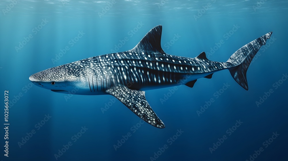 Naklejka premium Minimalist 3D Whale Shark Clipart on Soft Background