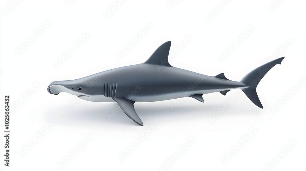 Obraz premium Majestic Great Hammerhead Shark Clipart in 3D on Soft Background