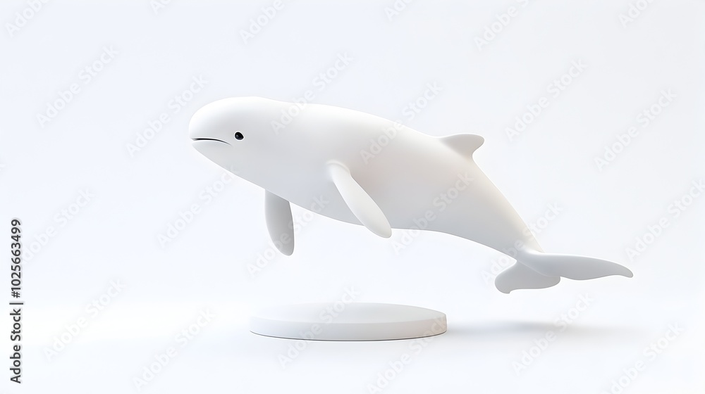 Majestic 3D Beluga Whale on Soft Background Majestic 3D Beluga Whale on Soft Background