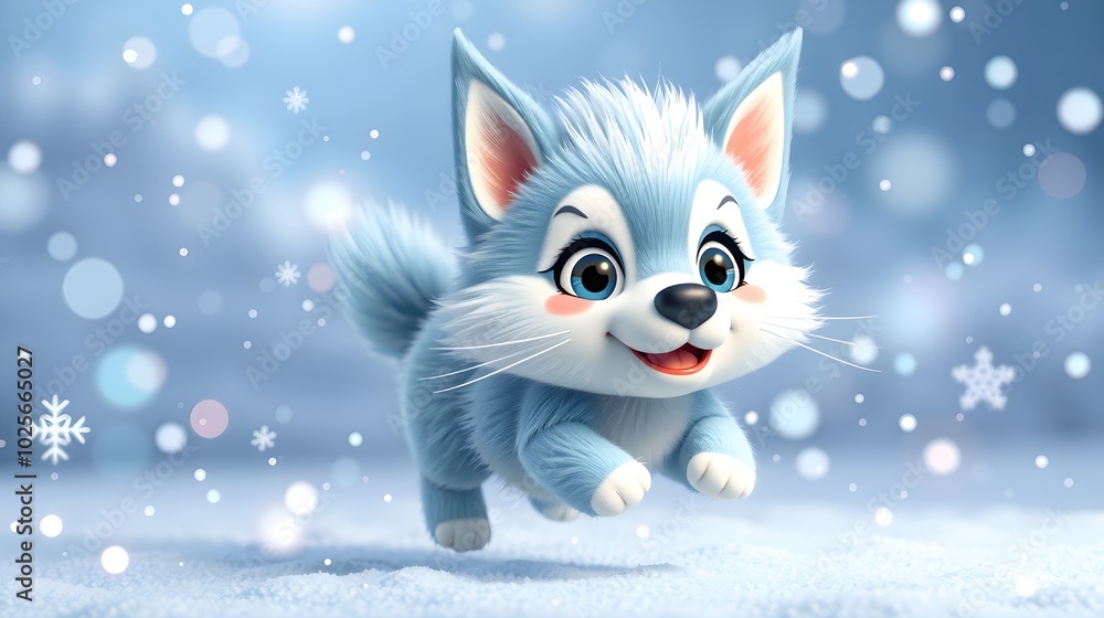 Fluffy Husky Winter Scene Fluffy Husky Winter Scene