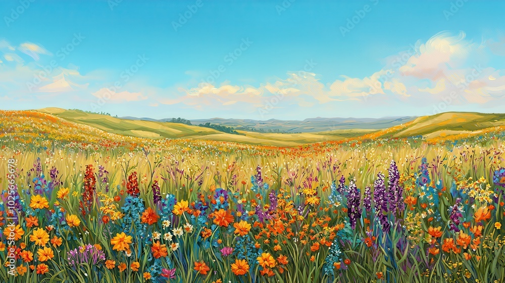 Obraz premium Vibrant Wildflower Meadows in Spring