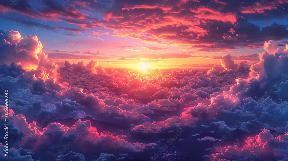 Warm Light of Sunset Over Breathtaking Mountain Landscape Warm Light of Sunset Over Breathtaking Mountain Landscape