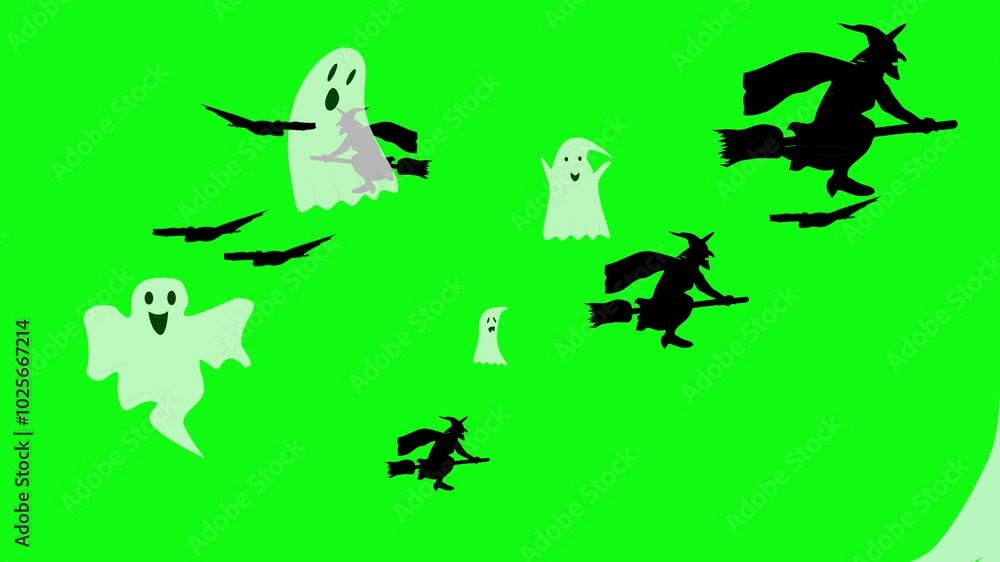 Halloween animated elements on green screen Halloween animated elements on green screen