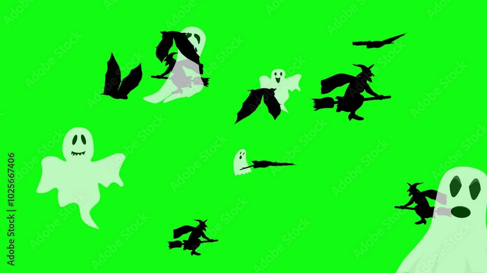 Halloween elements animation on green screen Halloween elements animation on green screen