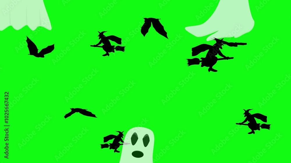 Halloween elements animation on green screen Halloween elements animation on green screen