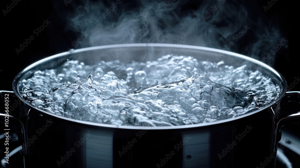 a pot of water just beginning to boil, emphasizing the buildup of energy and heat a pot of water just beginning to boil, emphasizing the buildup of energy and heat