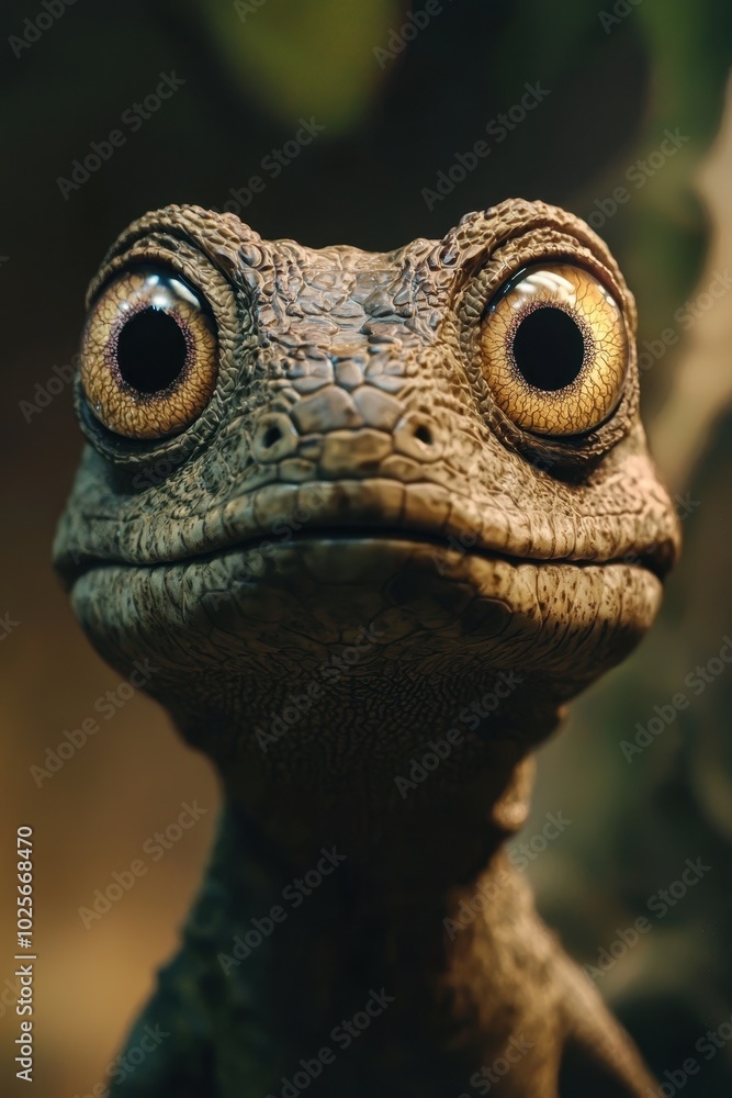 Fototapeta premium Lizard with Bulging Eyes and Shocked Expression