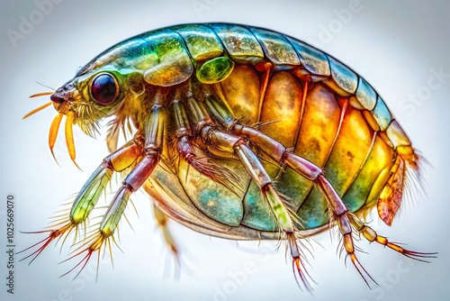 Microscopic Water Flea on White Background - Urban Exploration Photography photo