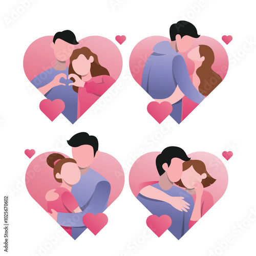 Romantic Couple Icon Embracing Love and Affection