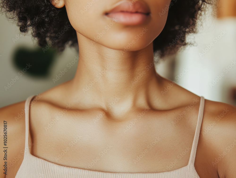 close up view of womans neck and shoulders, showcasing smooth skin and natural beauty. soft lighting enhances serene atmosphere, highlighting elegance of neckline close up view of womans neck and shoulders, showcasing smooth skin and natural beauty. soft lighting enhances serene atmosphere, highlighting elegance of neckline