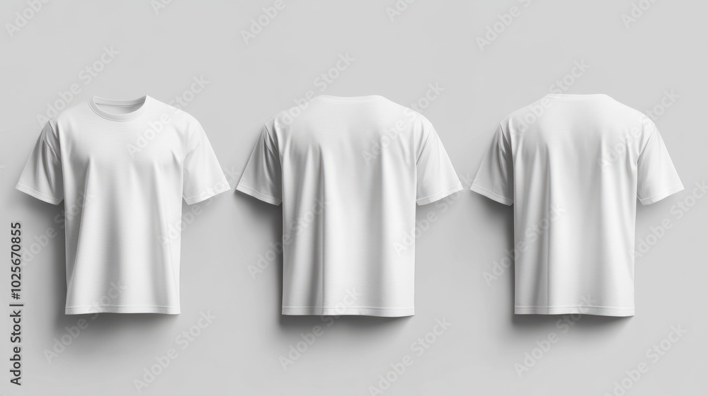White T-shirt mockup on a male figure, with clear front and back views ready for use in illustration or branding template designs. White T-shirt mockup on a male figure, with clear front and back views ready for use in illustration or branding template designs.
