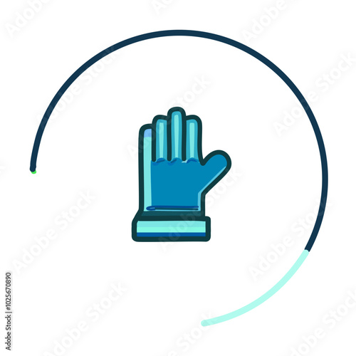 Hand in rubber glove icon. Isolated on white background. Vector illustration.