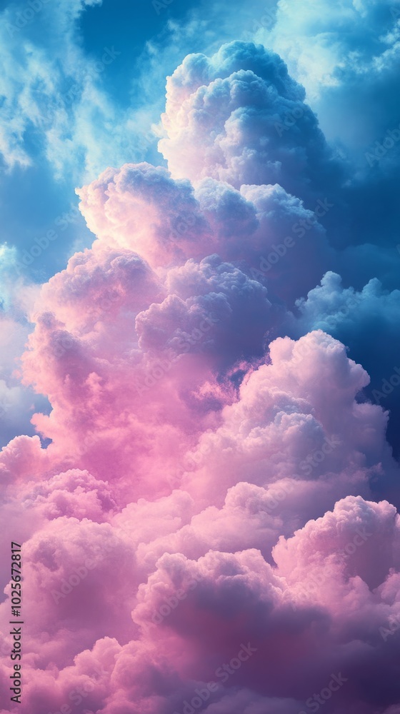 A beautiful pink and blue sky with fluffy clouds A beautiful pink and blue sky with fluffy clouds