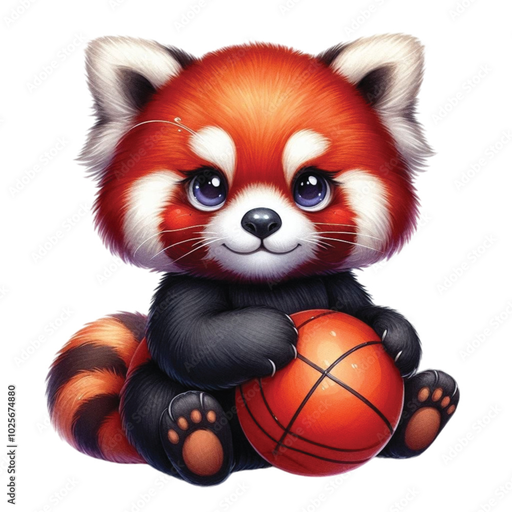 Red panda holding a basketball clipart watercolor
Red panda holding a basketball clipart watercolor