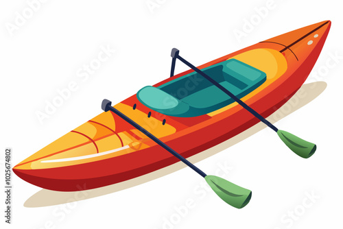 kayak with paddle on white background